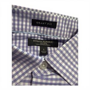 Banana Republic Men's Lavender Checkered Slim Fit Non-Iron Button Down Shirt